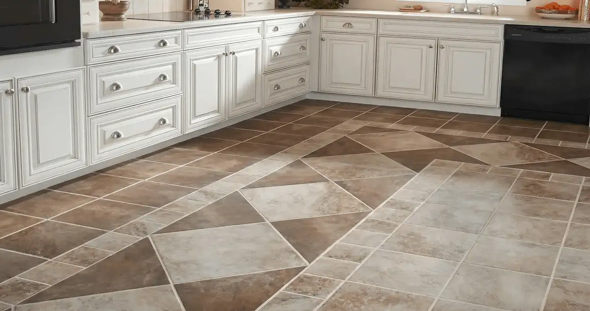 Kitchen with white cabinets and a professionally installed tile floor in San Antonio, TX